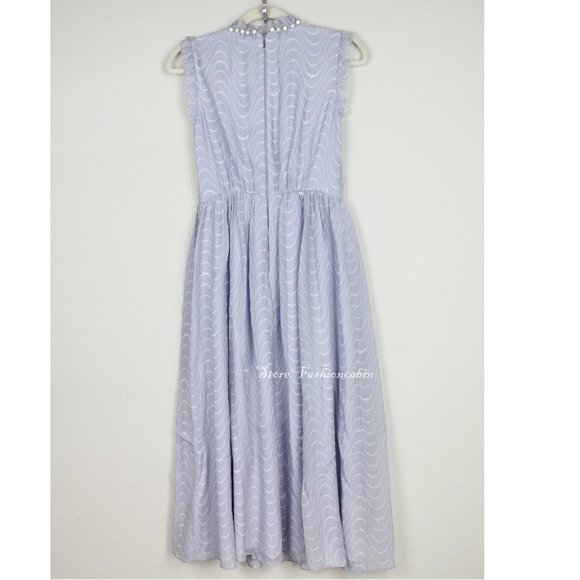 NEW Kate Spade Wavy Dot Ruffled Neck Silk Dress - Picture 6 of 13